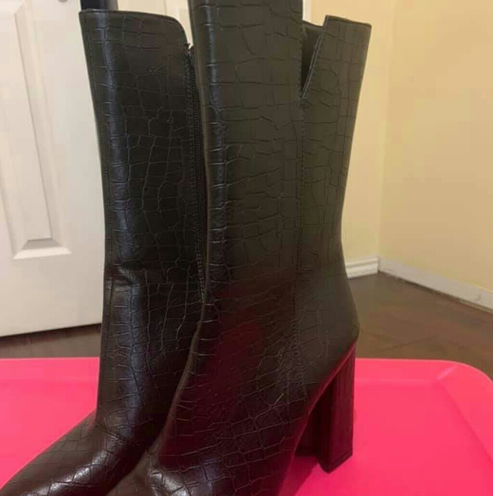 Faux croc boots